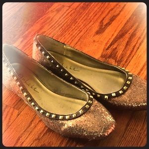 Rose gold glitter flats